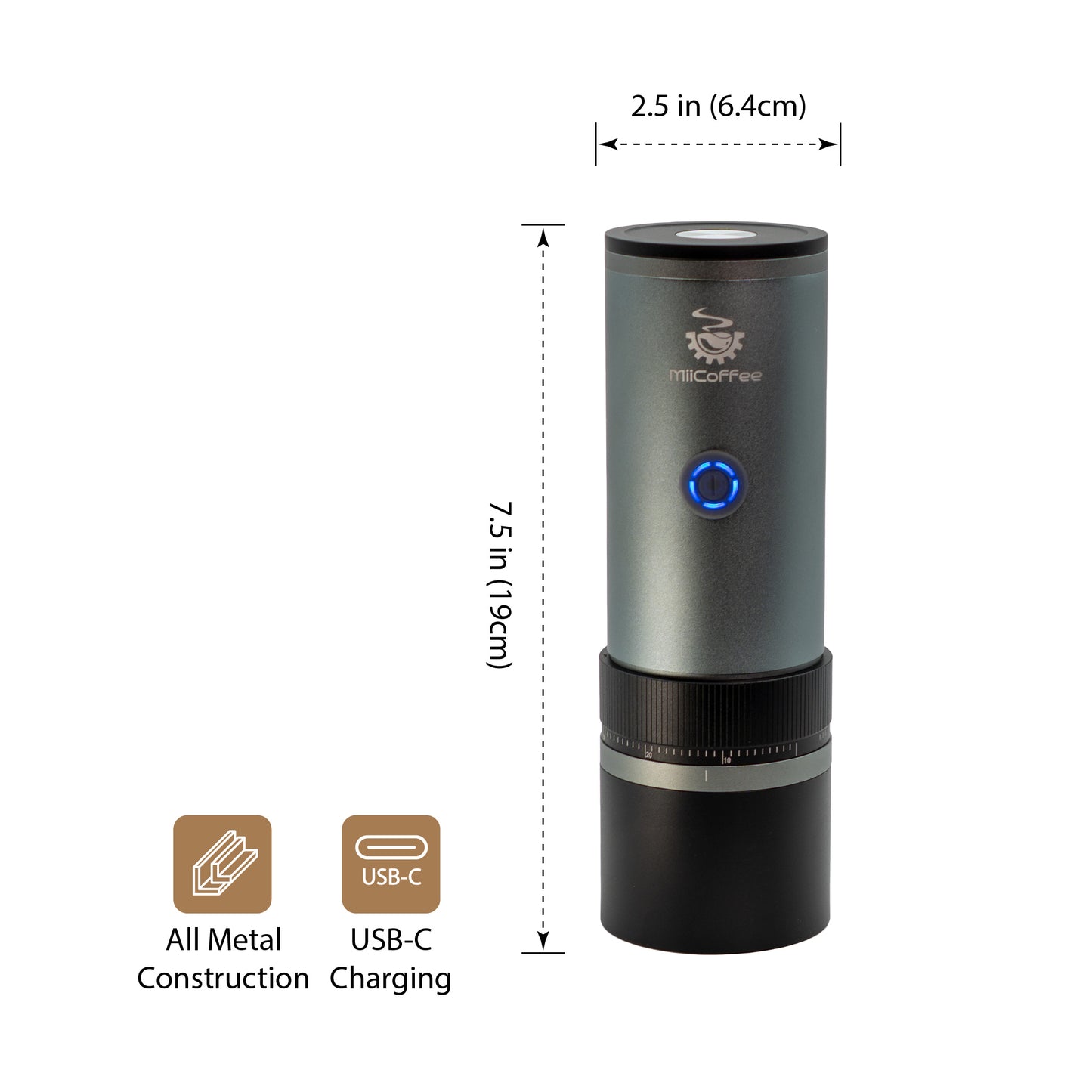 MiiCoffee PT2 Portable Electric Coffee Grinder