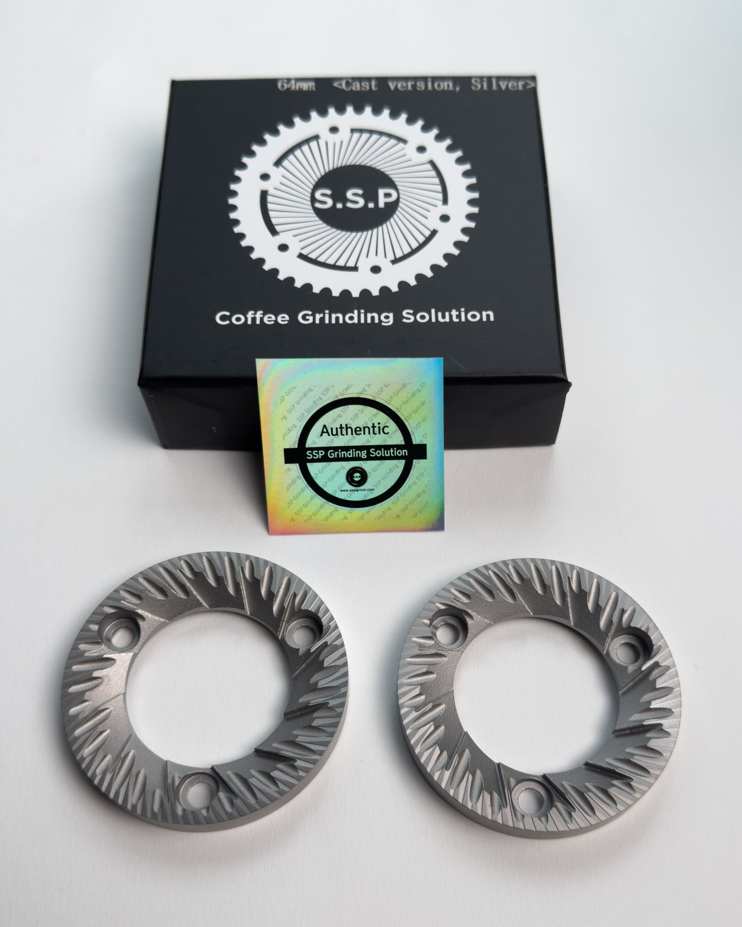 SSP Cast Lab Sweet 64mm Flat Burrs (Silver Knight Coated)